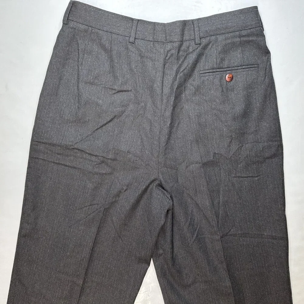 Wool Cashmere Pants Mark Shale Wide Leg 10 Gray Pleated Pinstripe *Petite